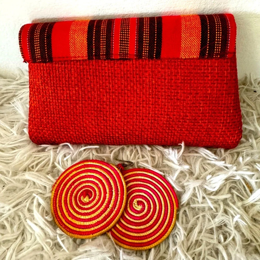 West African Beaded Straw Clutch